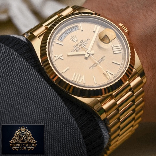 Rolex Day-Date II 228238-0007 Yellow Gold Romen Numerial Dial Replica on is arm