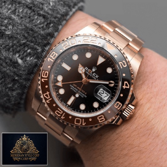Rolex GMT-Master II 126715CHNR-0001 Black Dial Replica on his arm