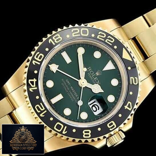 Rolex GMT Master Green Dial Gold Bracelet