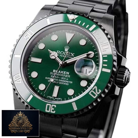 Rolex Blaken Submariner Green 166611n4 white backround green dial