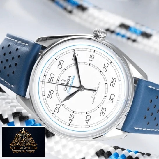 Omega Seamaster White Dial Blue Rubber Replica white background