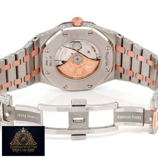 Two tone ap diamond replica 15400SR.OO.1220SR.01 clasp and case view