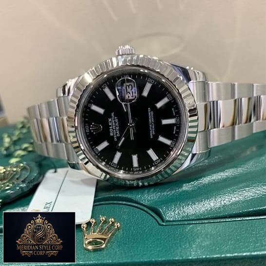 Rolex Datejust II Automatic Black Dial 116334BKSO Fluted Bezel Replica on the Green Rolex Box