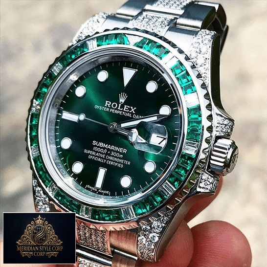 Rolex Submariner Hulk 116610LV Diamond Green Dial Iced Out Replica