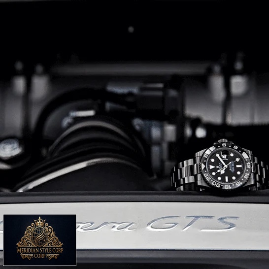 Rolex Blaken GMT-Master II 116710 Black Oyster Replica on the black table