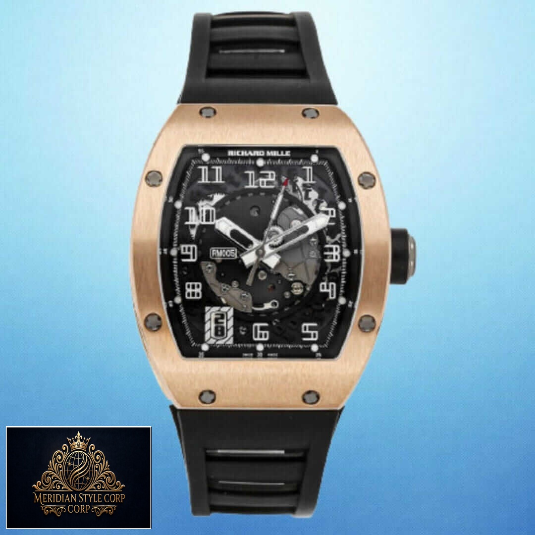 Richard Mille RM055 Bubba Watson Rose Gold Bezel Replica blue background