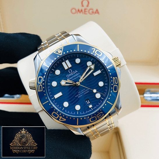 Omega Seamaster Blue Dial Gold Replica in the omega box