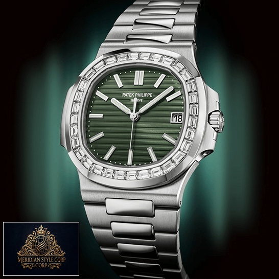 Patek Philippe 5711-1A-014 Green Dial Diamond Replica green background