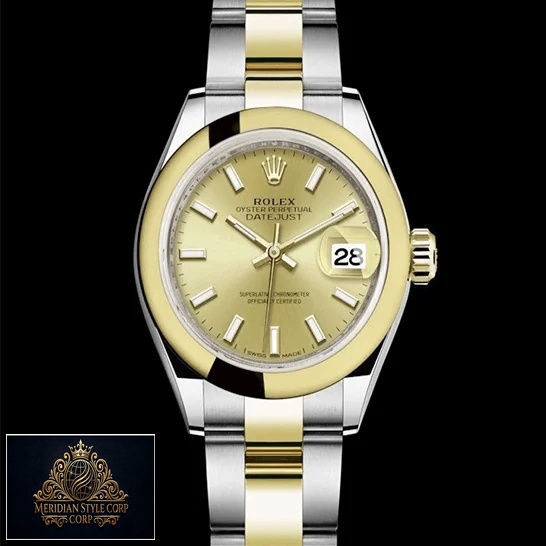Rolex Datejust 279163 Steel Yellow Gold Dial Replica black background