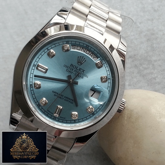 Rolex Day-Date II 218206-0009 V6 Stainless Steel Ice Blue Dial Replica