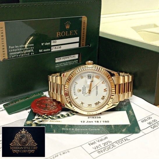 Rolex Day-Date 218238-0037 Precision Clone Edition rolex day date 218238 0037 replica bracelet Rolex Day-Date II 218238-0037 Replica & Warrantly Card