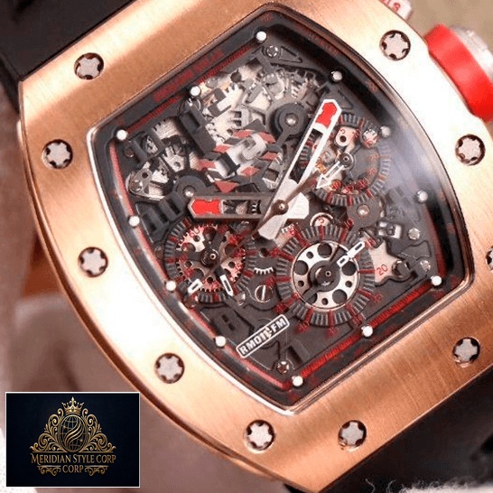 Richard Mille RM011 Black Dial Rose Gold Bezel Replica