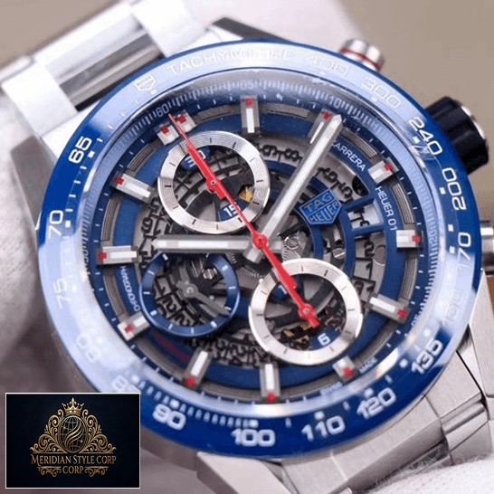 Tag Heuer Blue Bezel Red Second Hand Steel Bracelet Replica close view