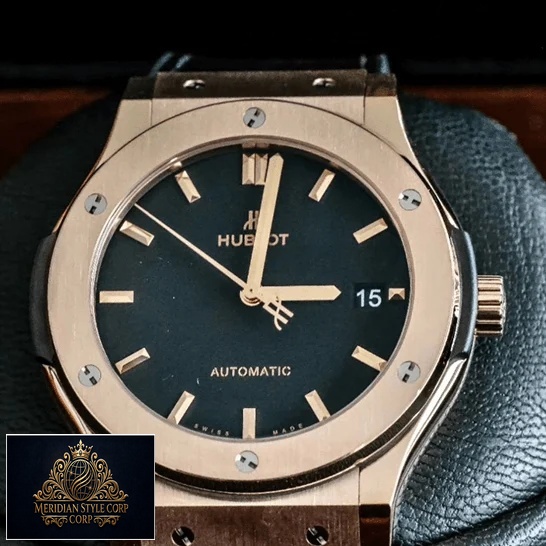 Hublot Black Dial Automatıc Gold Bezel Replica in the box
