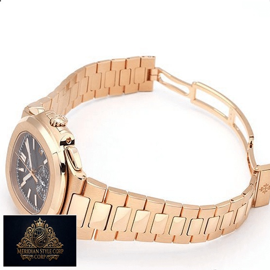 Patek Philippe Nautilus Rose Gold Bracelet Replica opened clasp white background
