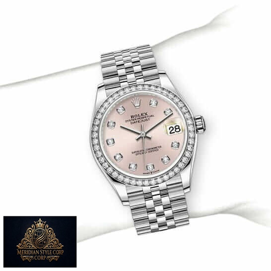 Rolex Datejust Pink Diamond Replica on the wrist