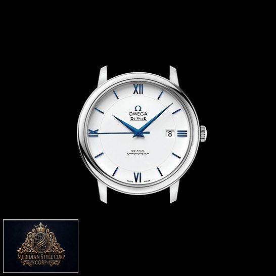 Omega De Ville Prestige White Dial Replica black background