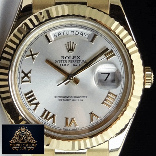 Rolex Day-Date II White Dial Roman 218238 Replica black background