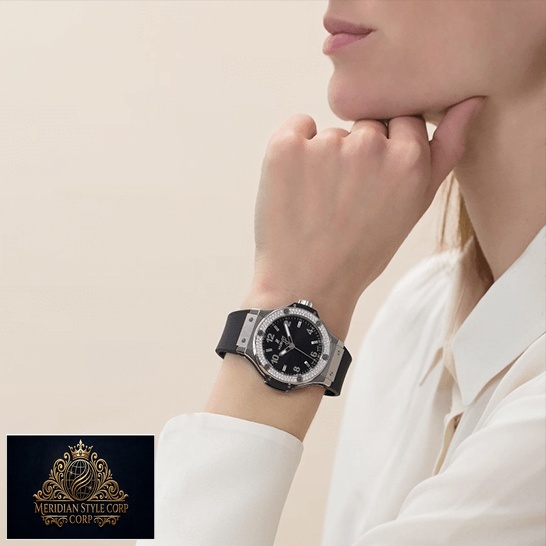Hublot Big Bang Steel Black Diamond Bezel Replica on the women wrist