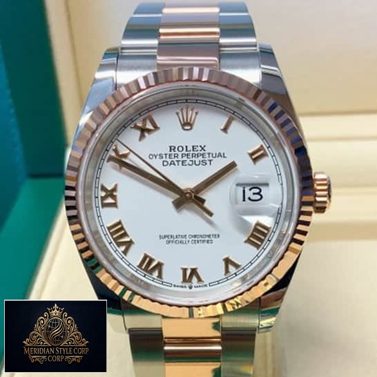 Rolex Datejust 36 White Gold Roman Numerial Dial Replica in the box