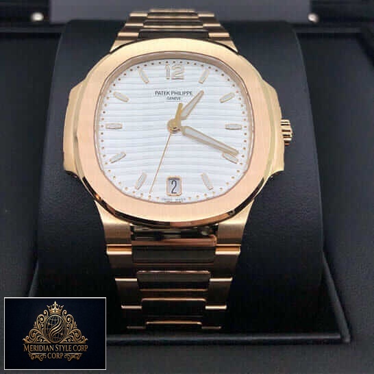 Patek Philippe Rose Gold White Dial Replica in the black box