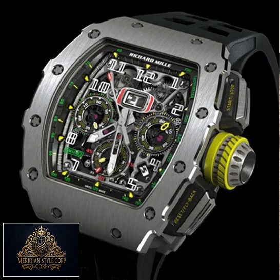 Richard Mille Rm01103 Titane Flyback Steel Black Dial Replica black background