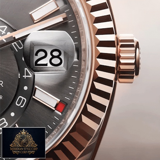Rolex Sky-Dweller 326935-0007 Everose Fluted Bezel Replica & Fluted Crown Pusher