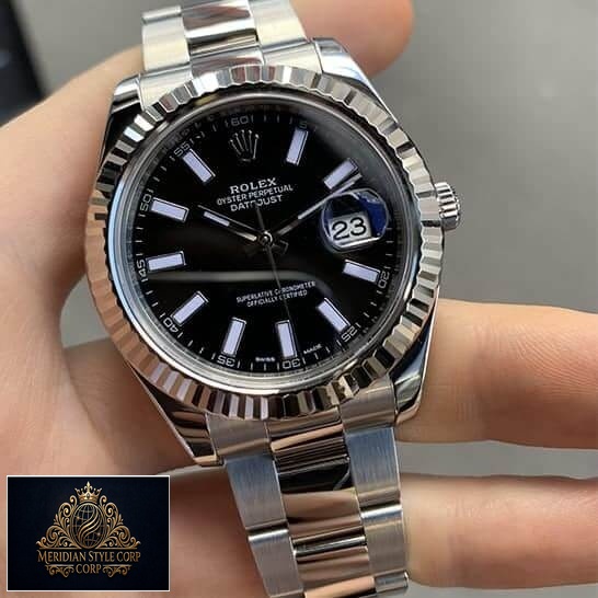 Rolex Datejust II Automatic Black Dial 116334BKSO Replica on his hands