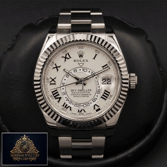 Rolex Sky-Dweller 326939 Steel Fluted Bezel Oyster Replica Black Background