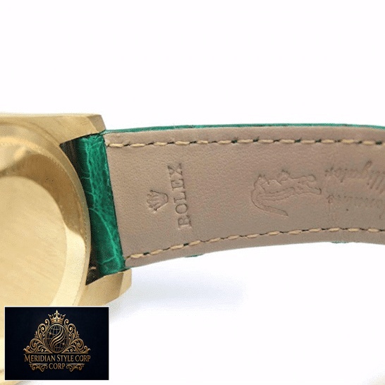 Rolex Day-Date 118138-0003 Replica Gold Case & back of the green bracelet