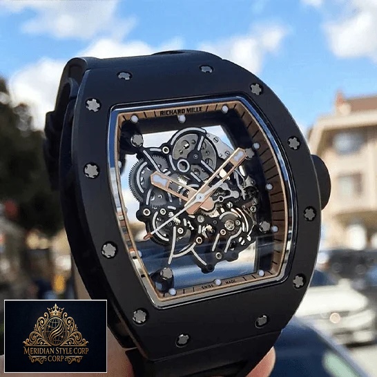 Richard Mille RM055 Skeleton Black Dial Replica white background