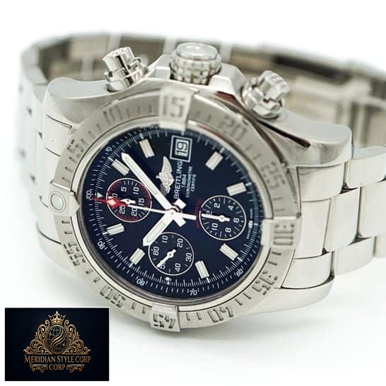 Breitling Super Avanger A11370 Replica Blue Dial Crown Pusher