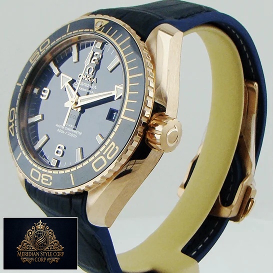 Omega Seamaster Planet Ocean Steel Blue Dial Replica side view