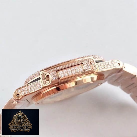 Patek philippe nautilus 5719/10G-010 diamond replica side view