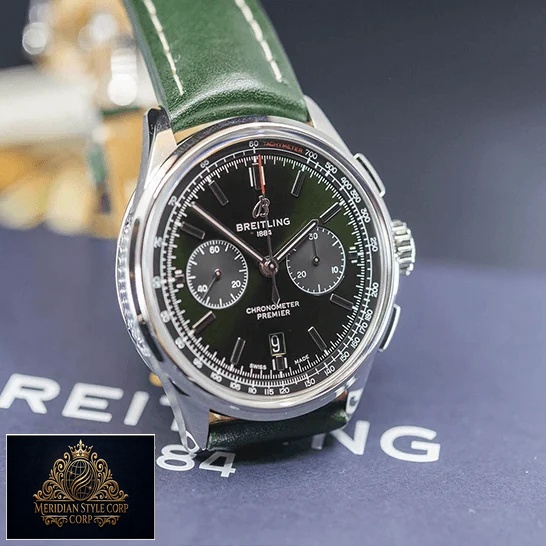 Breitling Premier Green Chronograph 42 Green Dial Replica on the box