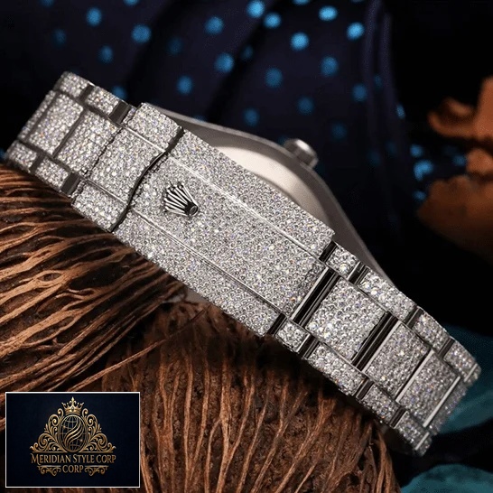 Rolex Datejust 116300 Iced Out Bracelet Fold Clasp Rolex Logo Replica