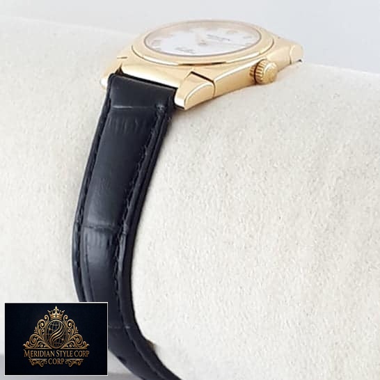 Rolex Cellini Geneve Black Leather Bracelet 5320/8 Replica