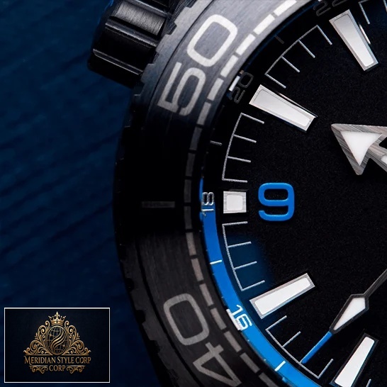 Omega Seamaster 215_92_46_22_01_002 Black Dial Blue Bezel Replica blue background