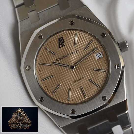 Audemars Piguet Royal Oak Rose Gold Dial Steel Replica front view white background