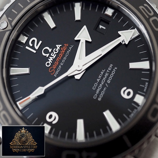 Omega Seamaster Planet Ocean Black Dial Replica close analog view