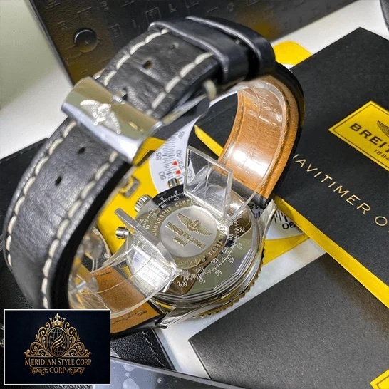 Breitling Navitimer Black Leather Bracelet Replica upside view