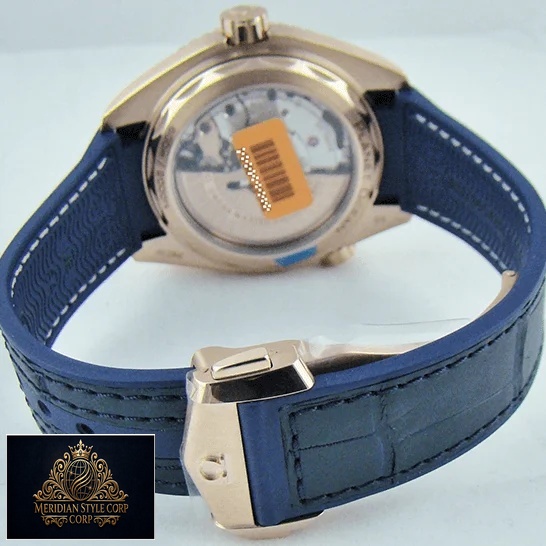 Omega Seamaster Planet Ocean Steel Leather Blue Bracelet Replica upside view