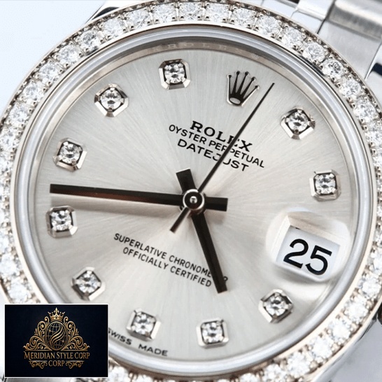 Rolex Datejust 178384 Diamond Bezel Replica close analog view