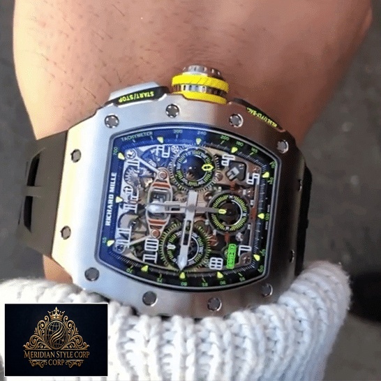 Richard Mille RM 01103 Grey Bezel Black Bracelet Replica on the wrist