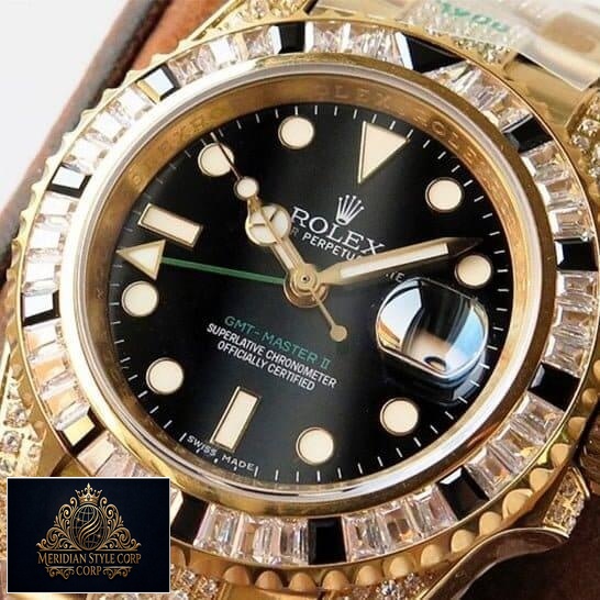 Rolex GMT-Master II 116748SANR Black Dial Gem-Set Bezel Replica