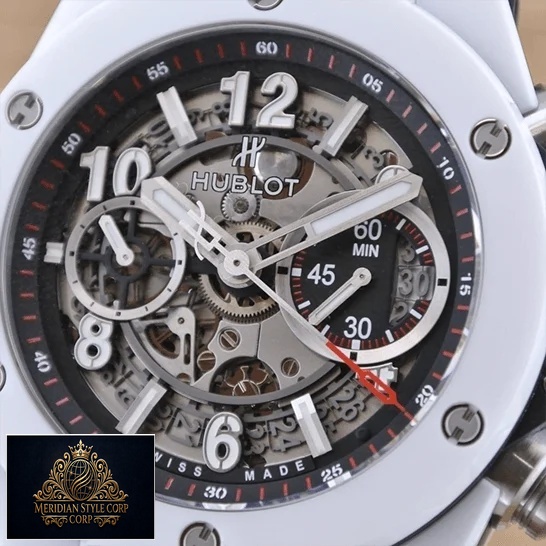 Hublot White Bezel 411.HX_.1170.RX Black Dial Replica red second hand