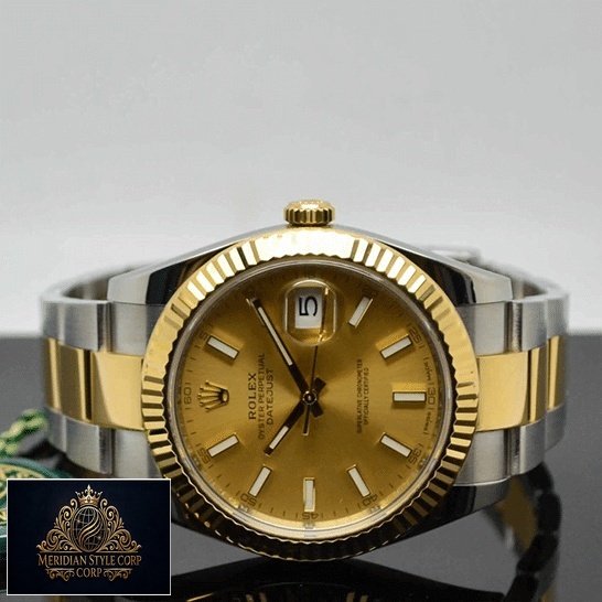Rolex Datejust 126333 Replica Champagne Dial Oyster Bracelet on the table