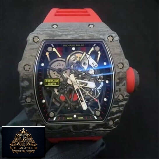 Richard Mille RM35-02 Rafa Black Bezel Red Bracelet Replica black background