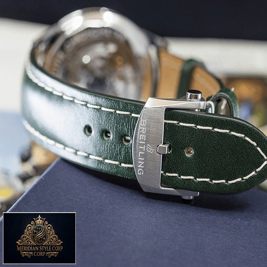 Breitling Premier Green AB0118A11L1X1 Green Leather Replica upside view