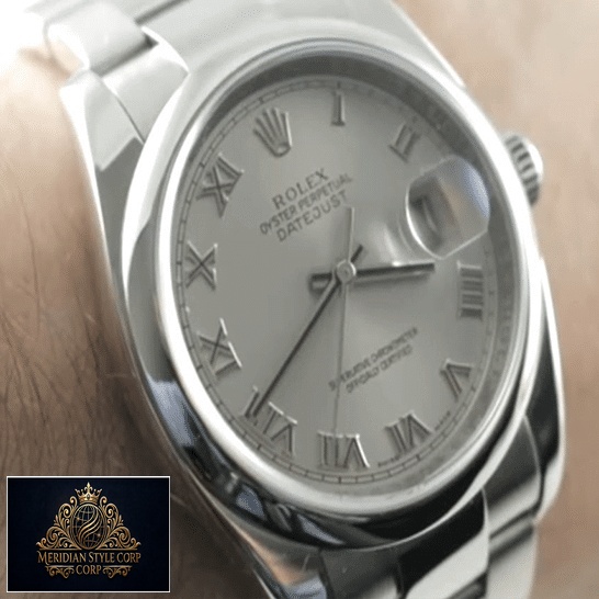 Rolex Datejust 36 Perpetual 116200 Silver Dial Replica on his arm